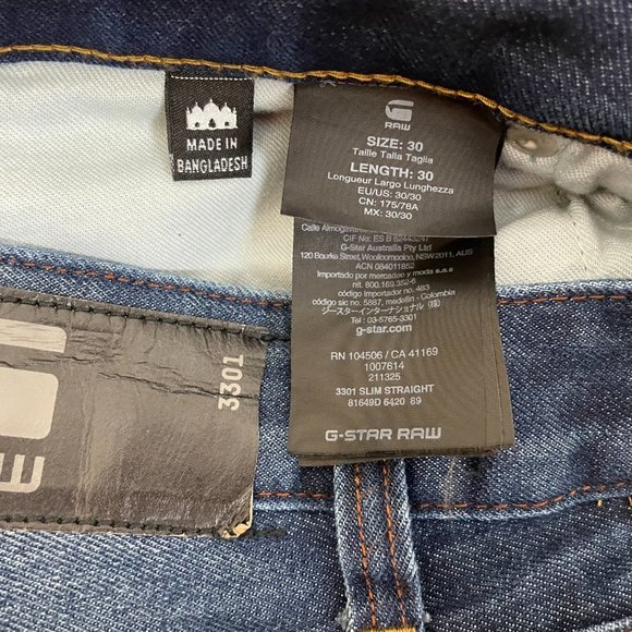 G-Star Raw 3301 Slim Straight Jeans Men’s 30 - Picture 9 of 11